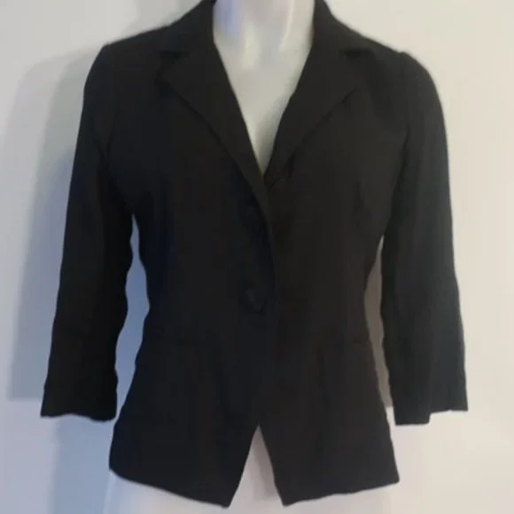*Womens Eileen Fisher Petite Black Silk 3/4 Sleeve Blazer Jacket PM - Picture 2 of 7